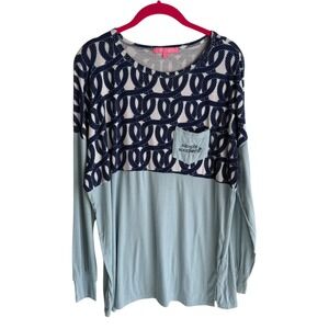 SIMPLY SOUTHERN Collection Blue Nautical‎ Rope Ladies Long Sleeve Top, L